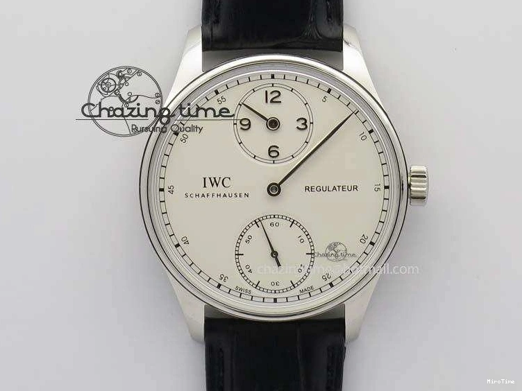 MIROTIME 1230 Effortless Portuguese IW544404 SS White Dial On Black Leather Strap A 7257